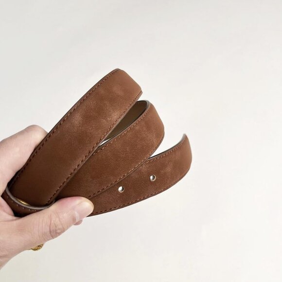 Womens Genuine Suede Leather Belt for Jeans Dresses Slim Fit 105cm - Picture 6 of 7